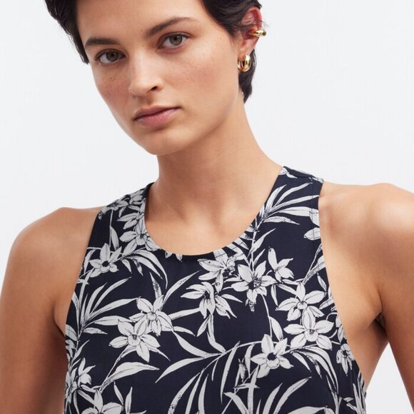 Madewell Crisscross-Back Sleeveless Top in Floral Cupro-Blend 4 - Picture 5 of 15